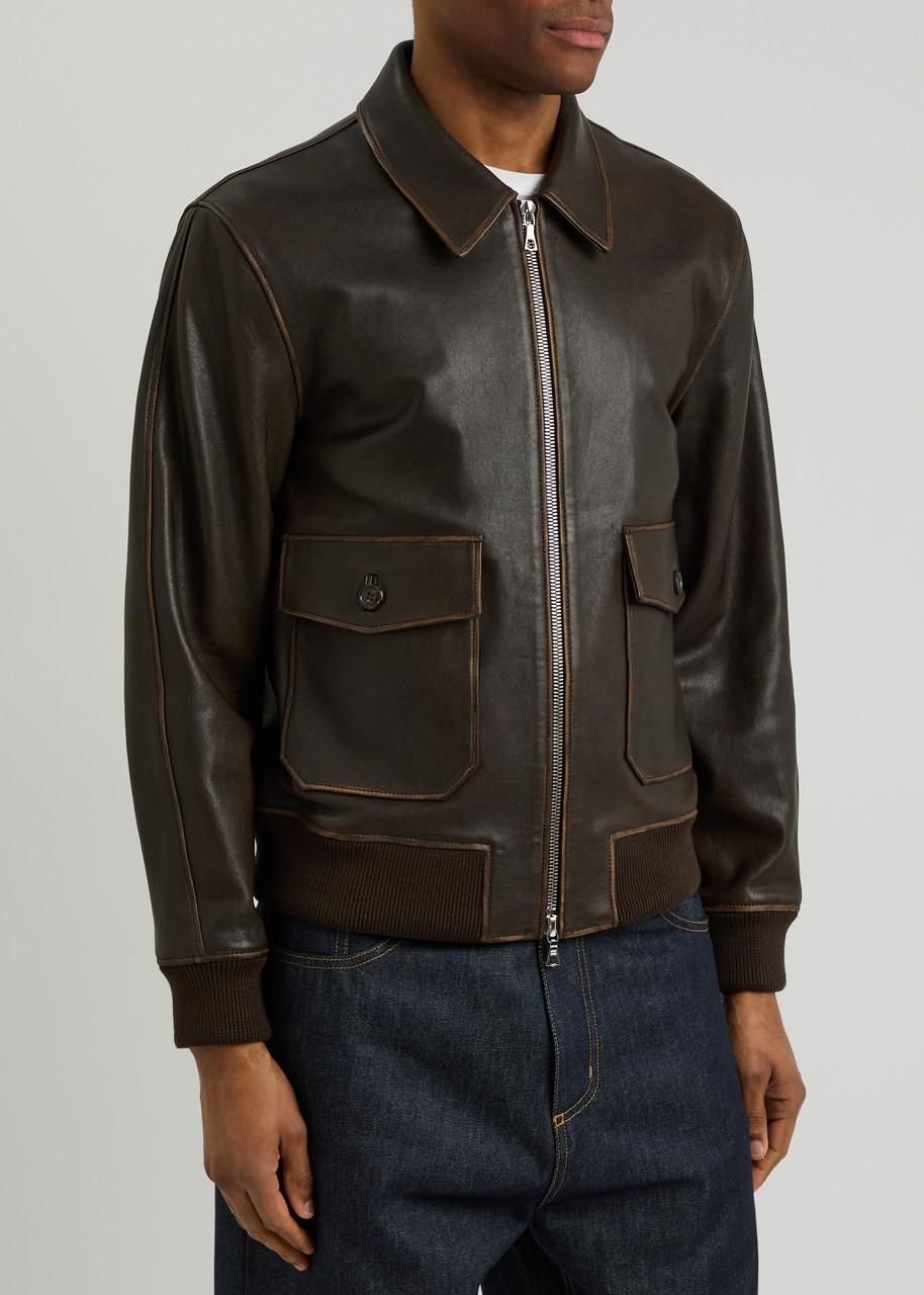 Officine Generale Cesario Leather Jacket in Black for Men | Lyst