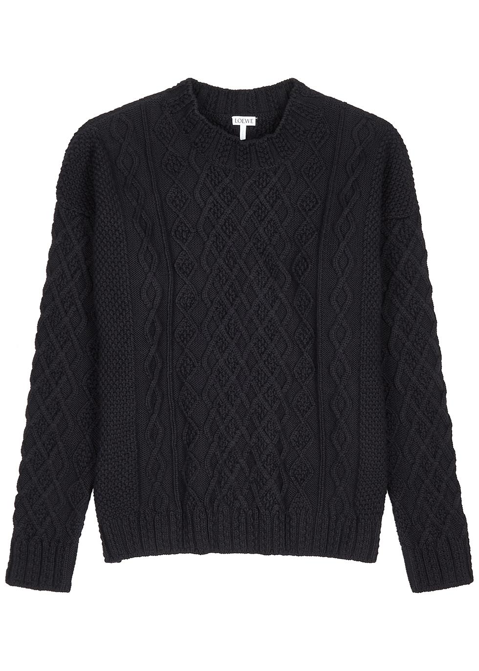 Loewe Navy Cable-knit Cotton Jumper in Blue for Men - Lyst