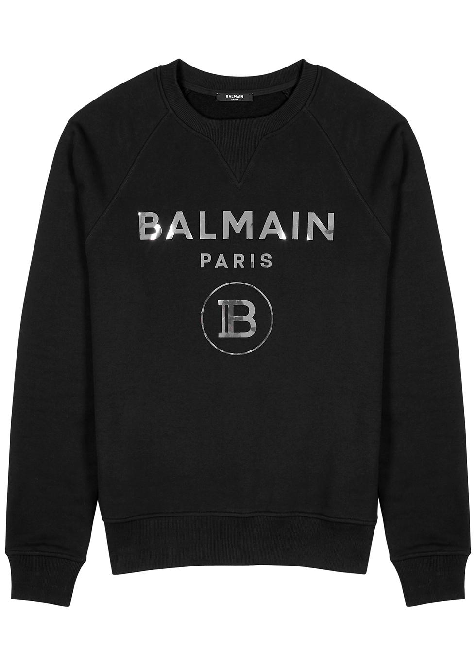 Balmain Black Logo Cotton Sweatshirt for Men - Lyst