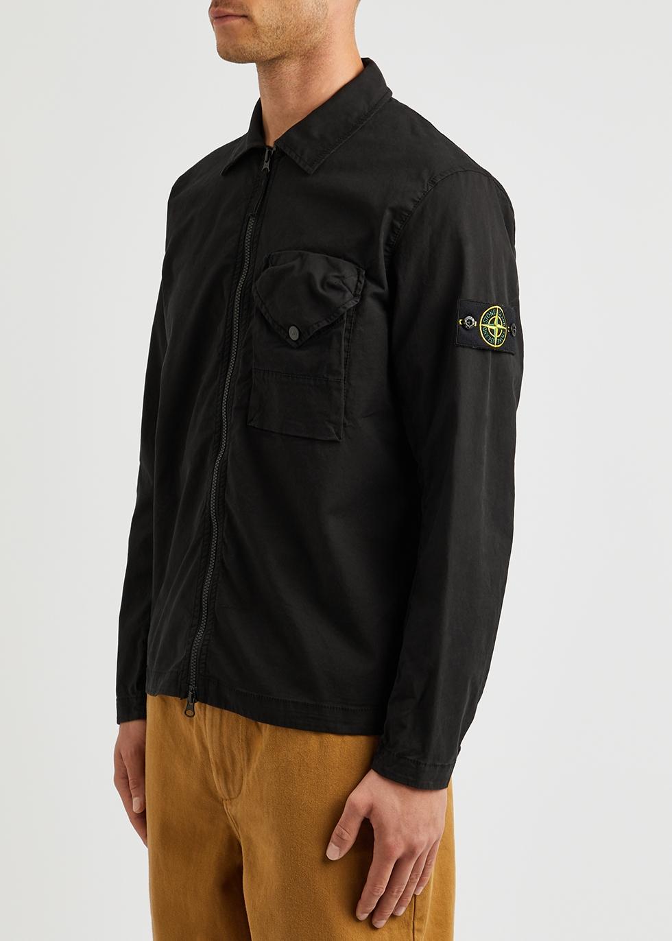 Stone Island Logo Stretch-cotton Overshirt in Black for Men | Lyst