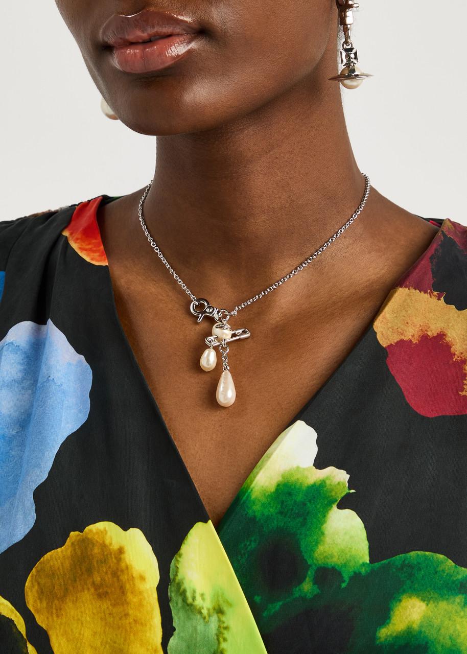 Vivienne Westwood Claude Small Pearl Drop Necklace in Metallic | Lyst