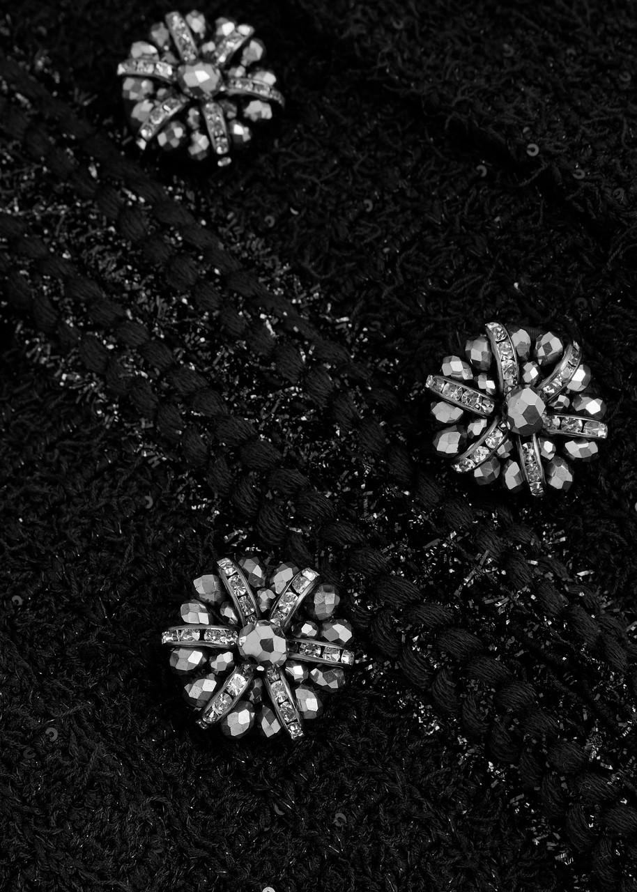Self-Portrait Embellished Bouclé Tweed Jacket in Black Lyst UK