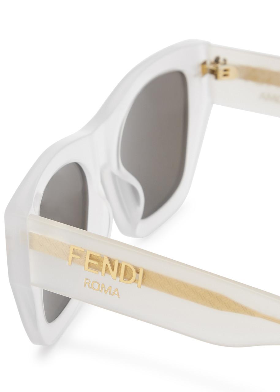 Fendi Roma Rectangle frame Sunglasses in White Lyst UK
