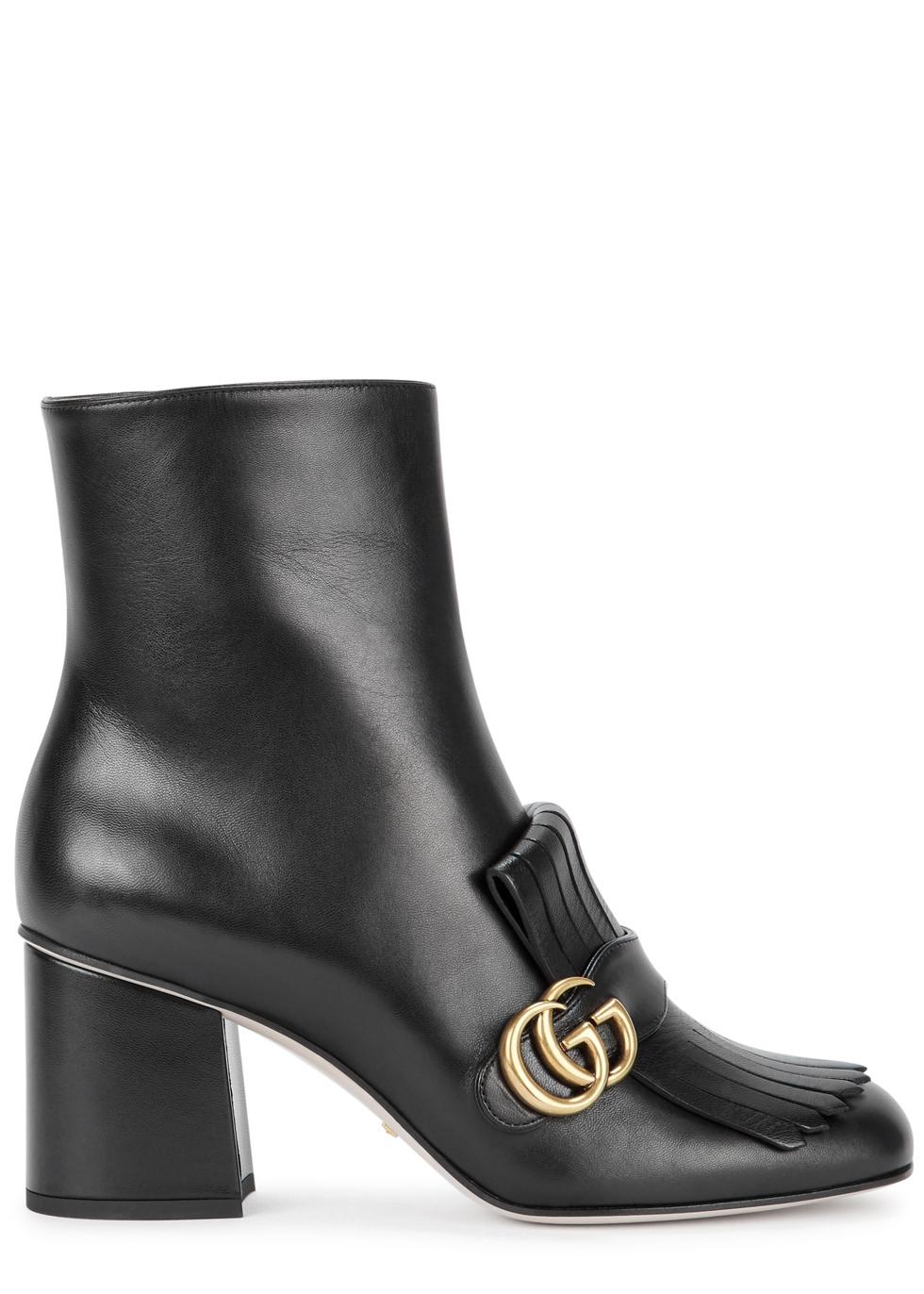 Gucci Marmont GG Suede Ankle Boots in Black | Lyst