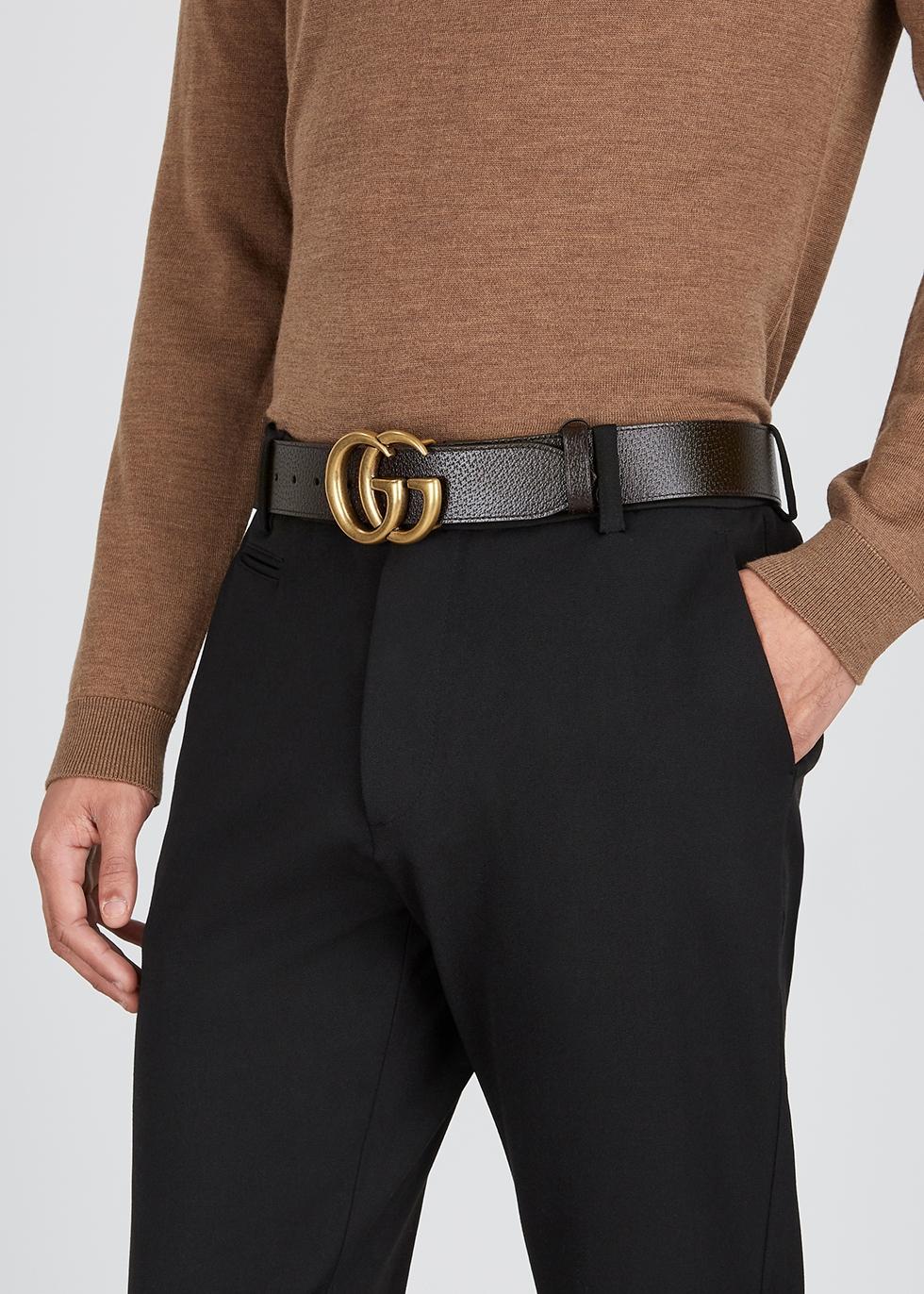 gg buckle slim leather belt