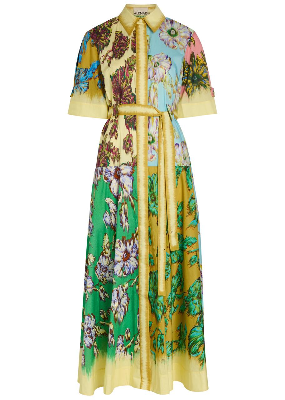alemais jules floral midi dress ALMAIS Faye tie-detailed floral-print twill midi dress