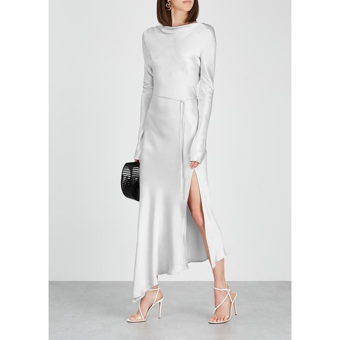 bec and bridge silver palms midi dress