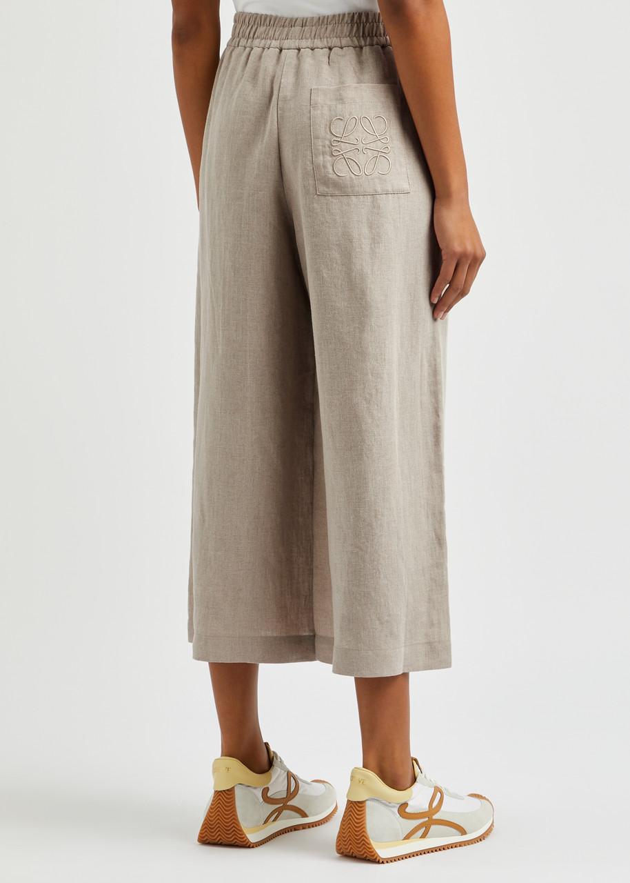 パンツ Loewe Linen wide leg trousers Balloon cotton and linen wide-leg pants in white - Loewe
