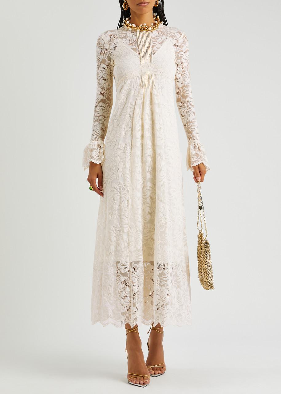 Rabanne Lace Maxi Dress in White | Lyst Rabanne Lace Maxi Dress in White | Lyst