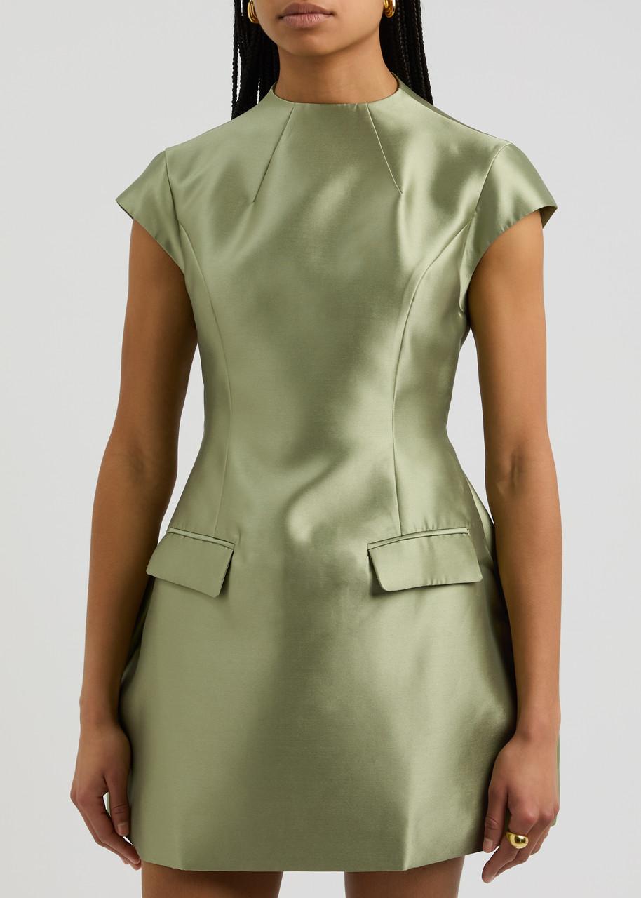 champagne colored formal dresses Sheer Short-Sleeve Mocha Nude Glitter Formal Dress Mocha / 8 main image 0