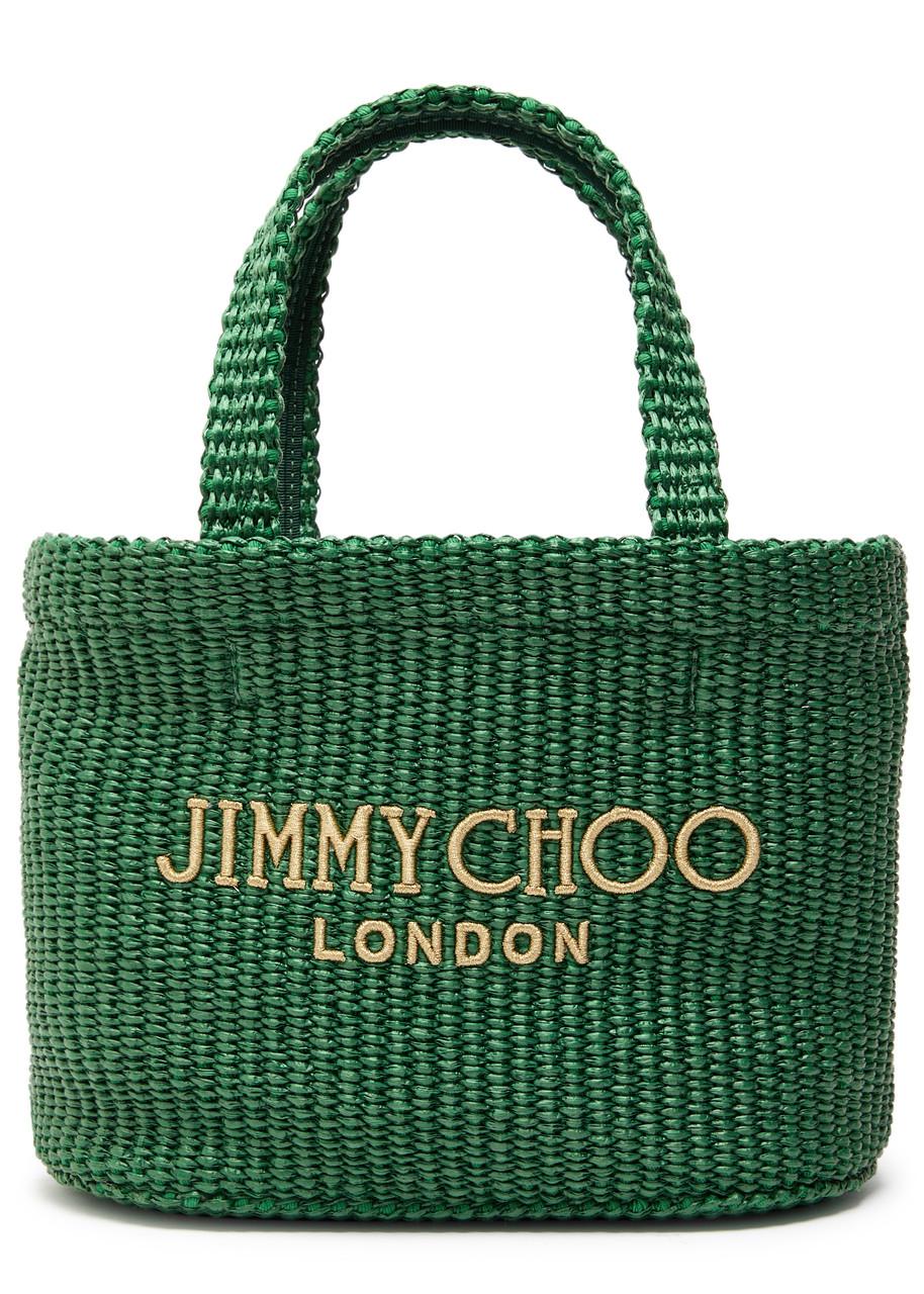 Jimmy Choo Beach Mini Raffia Tote in Green | Lyst