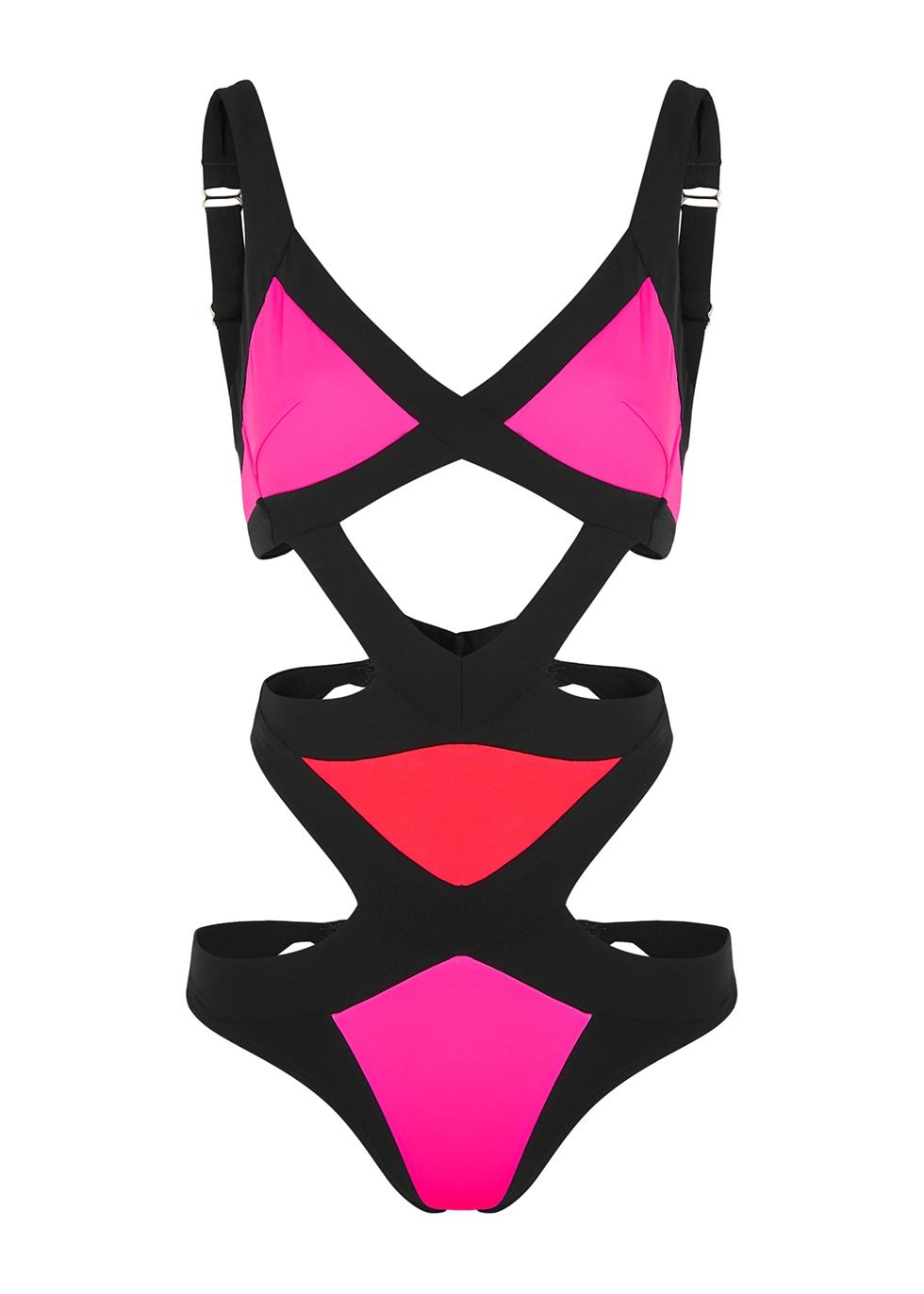 Agent Provocateur Synthetic Mazzy Tri-tone Cut-out Swimsuit in Pink - Lyst