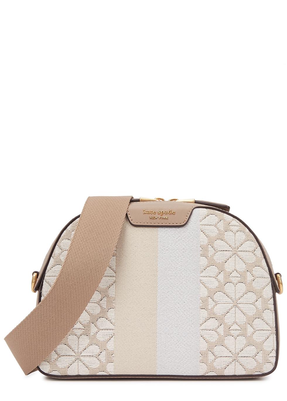 Kate Spade Addy Medium Spadejacquard Canvas Crossbody Bag in Natural