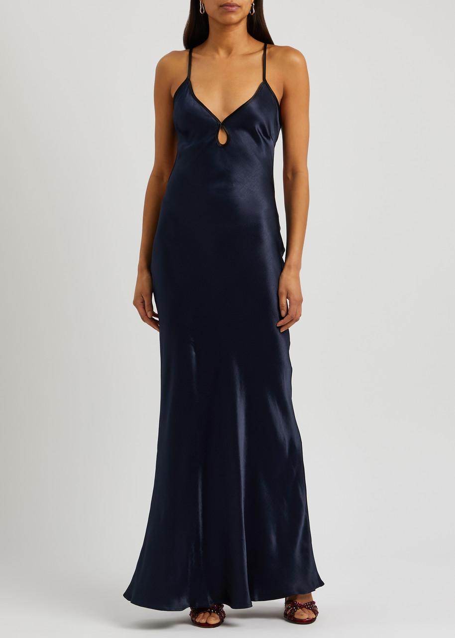 bec and bridge blue slip dress Bec + Bridge - Lorelai V Maxi Dress in Tropez Blue