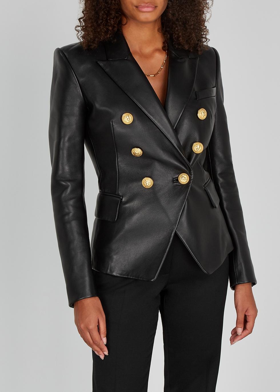 balmain blazer leather