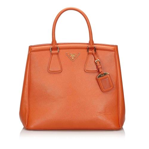 Prada Orange Saffiano Leather Handbag - Lyst