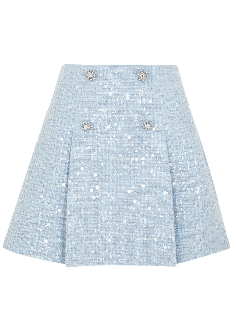 【送料&関税込】self-portrait Sequins Mini Skirt Blue Sequin Boucle Mini Skirt – self-portrait-US