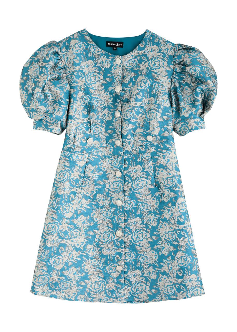 Sister Jane Sapphire Floral-Brocade Mini Dress in Blue | Lyst