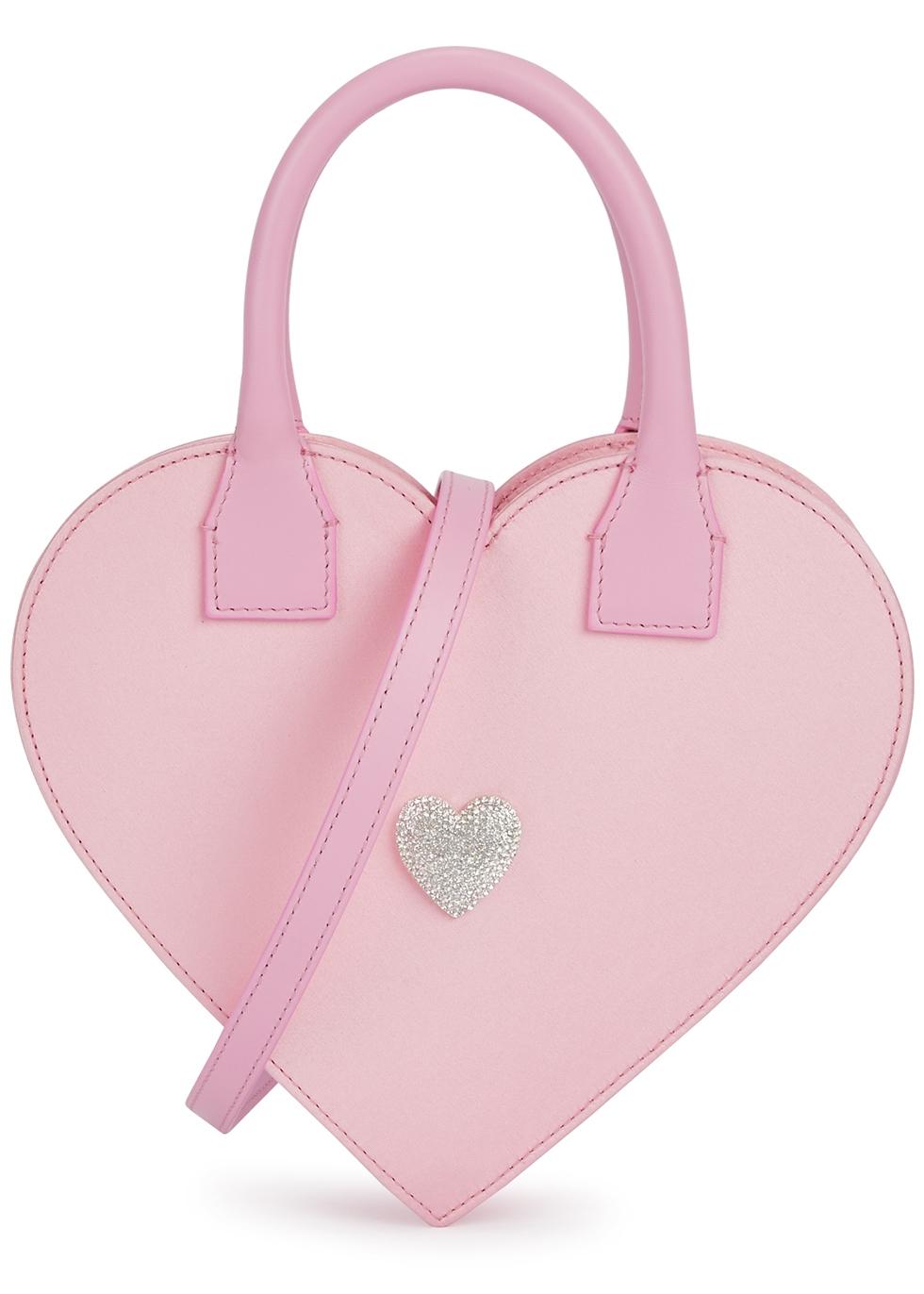 Mach & Mach Heart-shaped Satin Top Handle Bag in Pink | Lyst