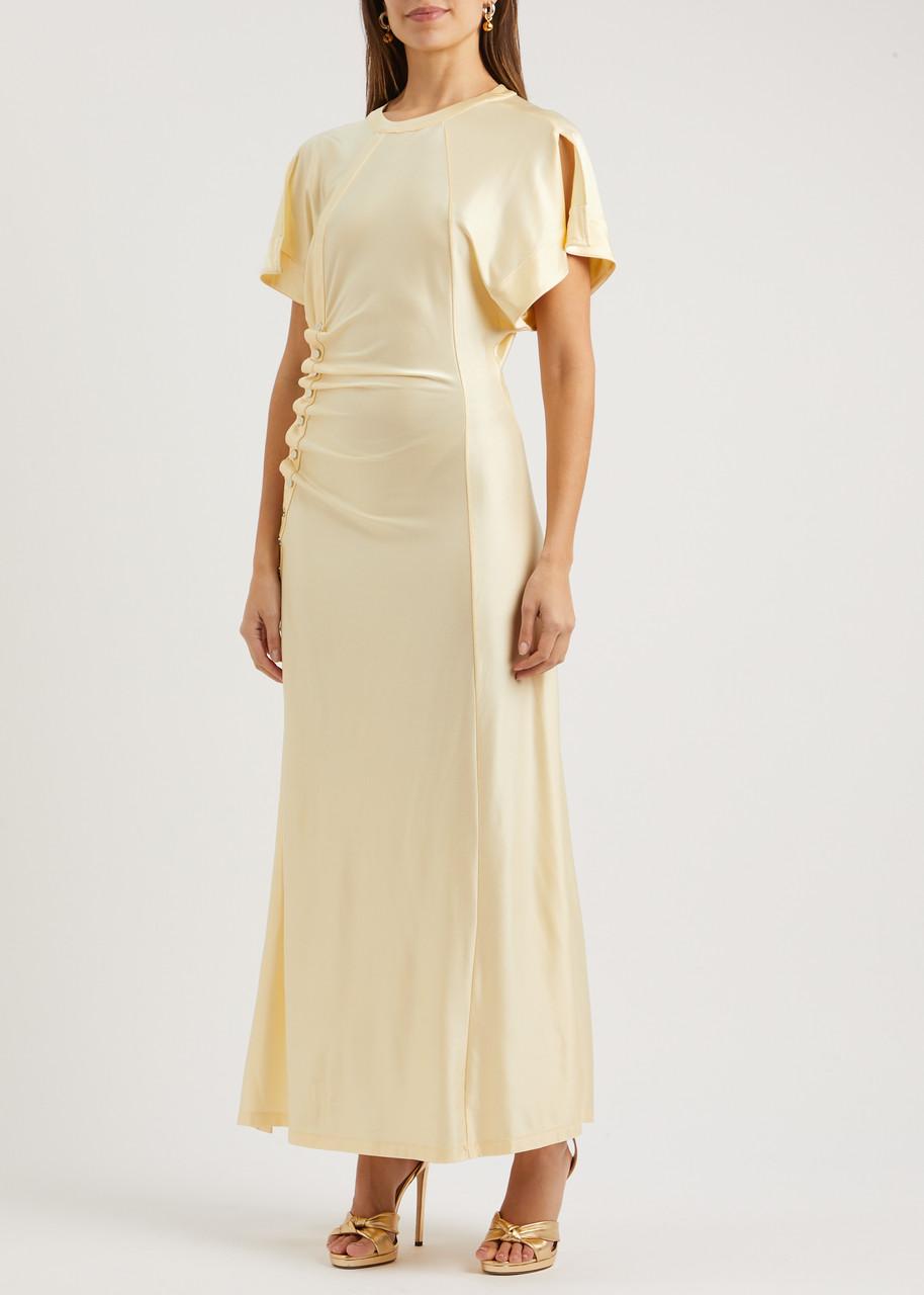knee length dresses for ladies RUCHED BUTTONED MIDI DRESS main image 1
