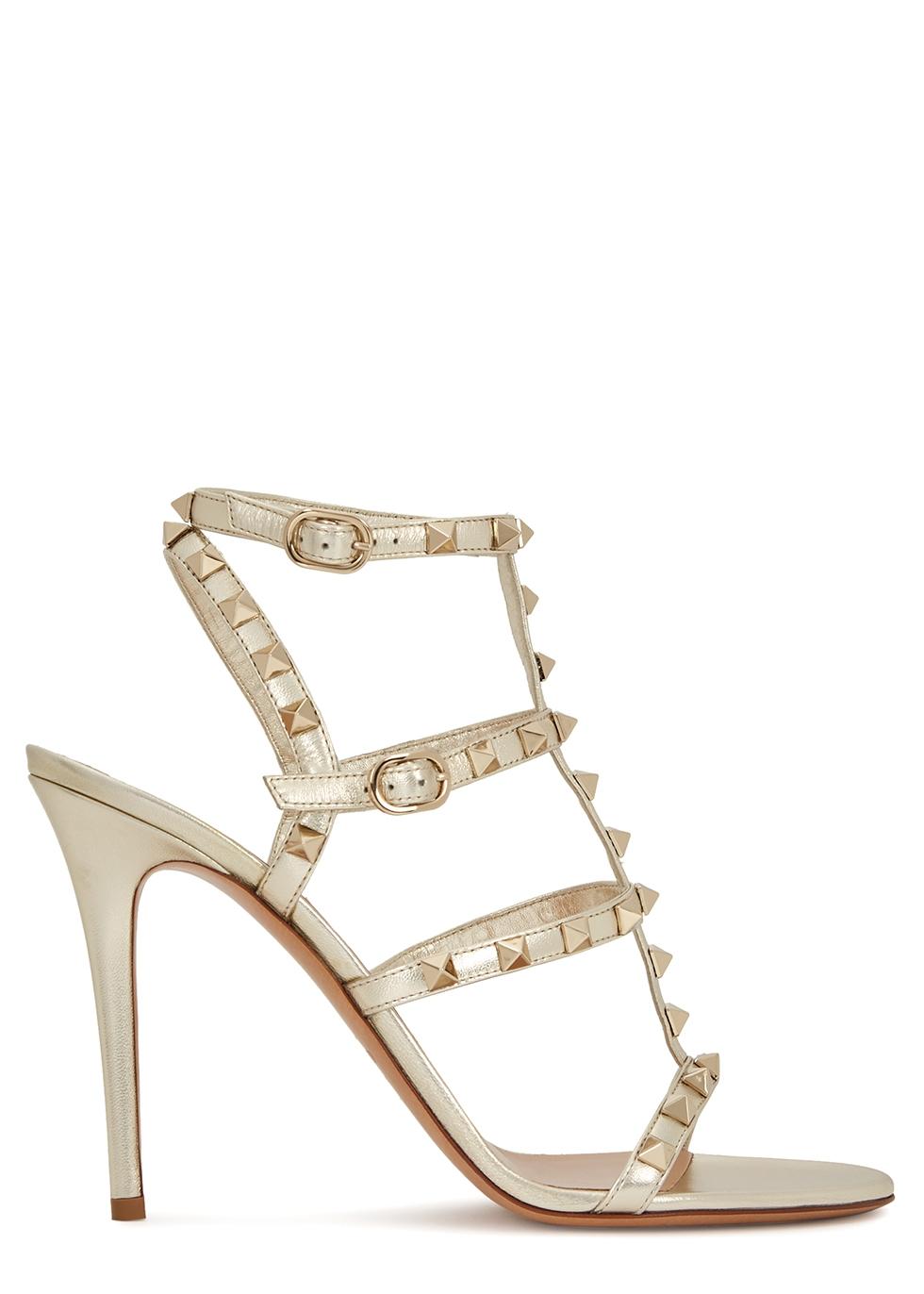 valentino gold rockstud sandals