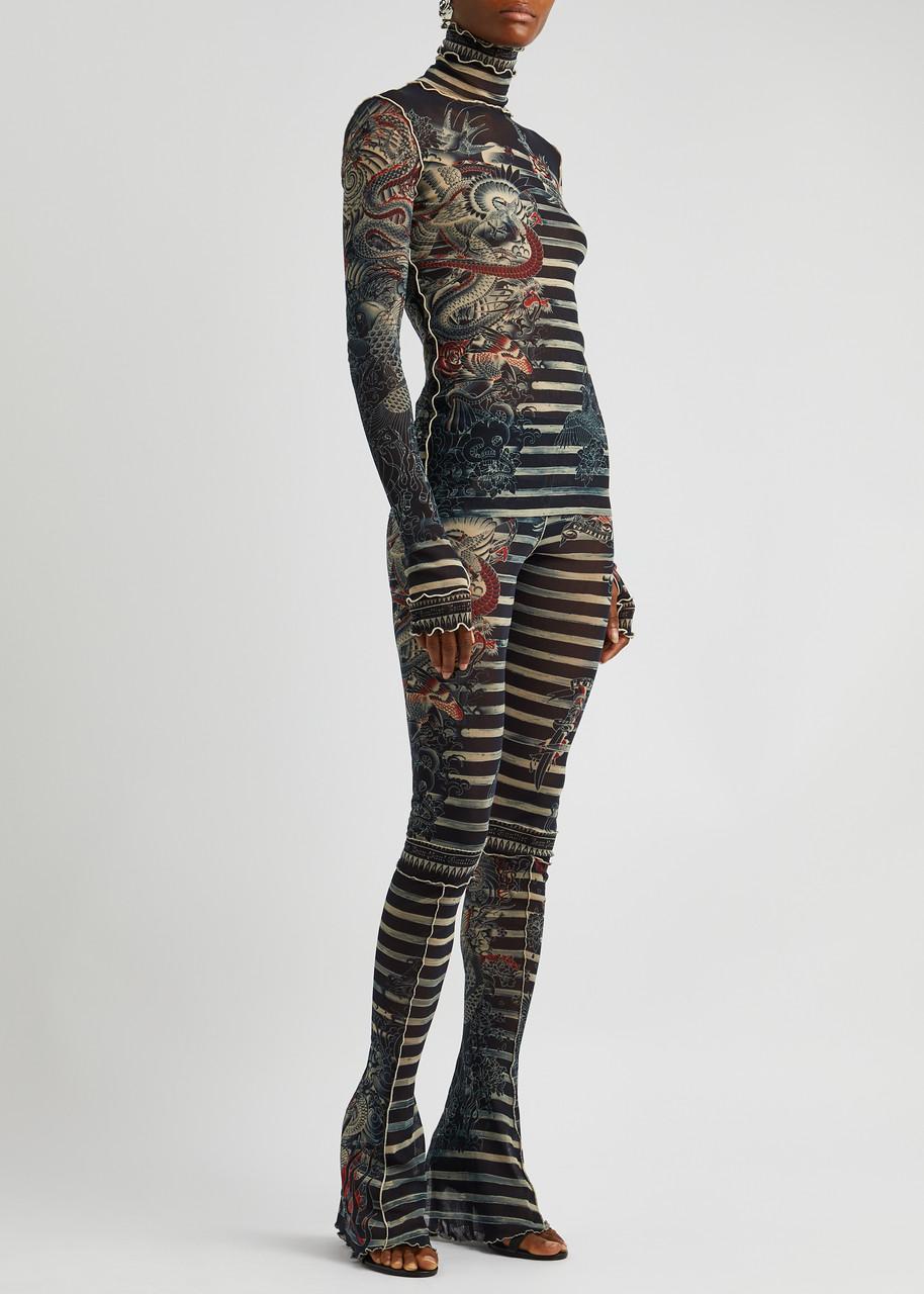 Jean Paul Gaultier Sailor Tattoo Flared Tulle leggings in Black