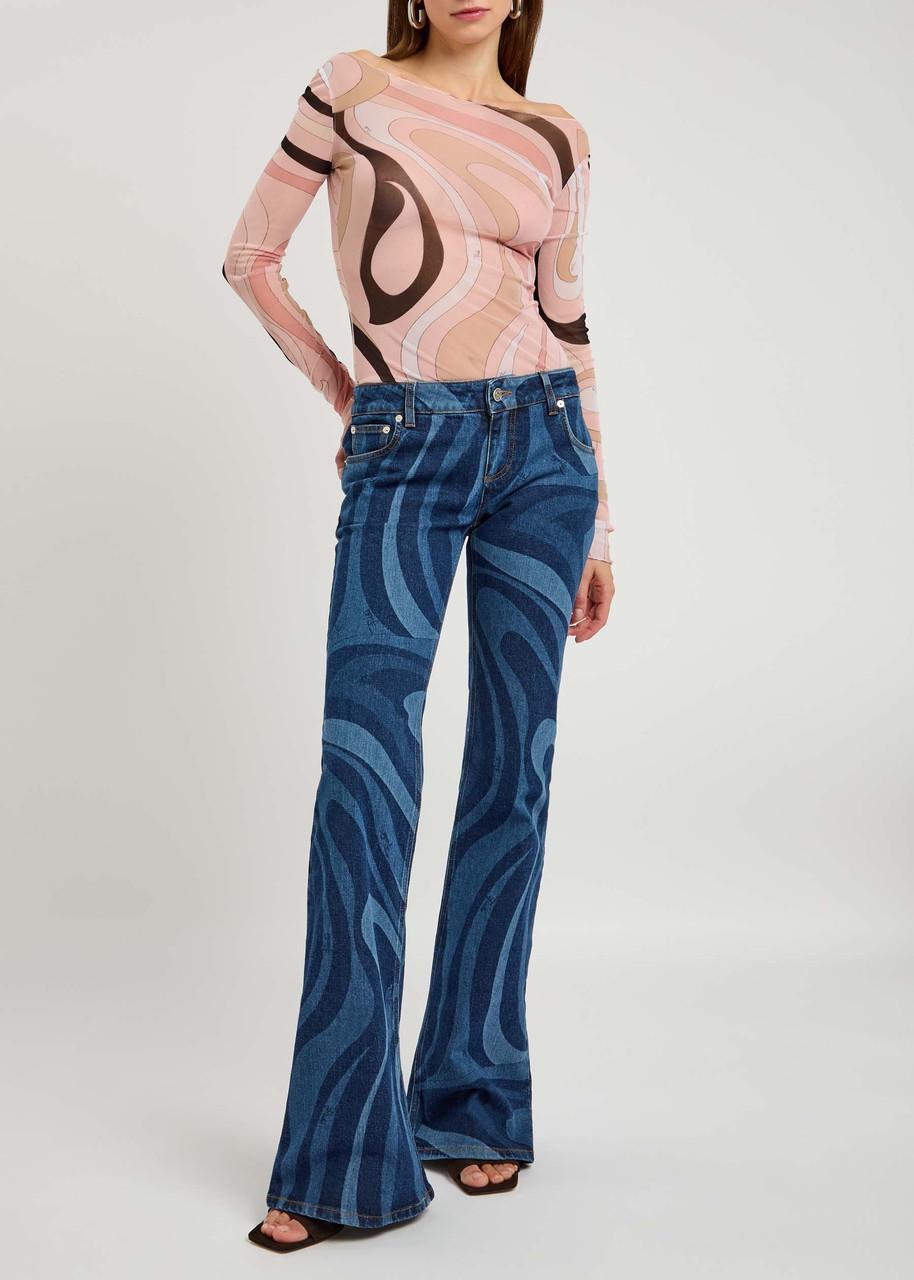 Emilio Pucci Wave-Printed Flared-Leg Jeans in Blue | Lyst