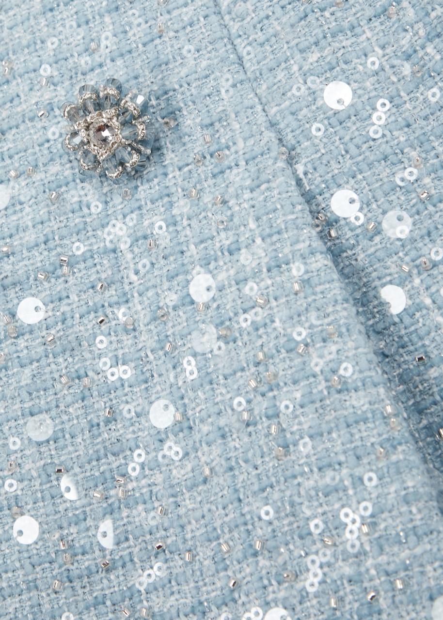 ミニスカート SELF PORTRAIT Embellished fabric mini skirt Self-Portrait Rhinestone & Feather Denim Miniskirt | Saks