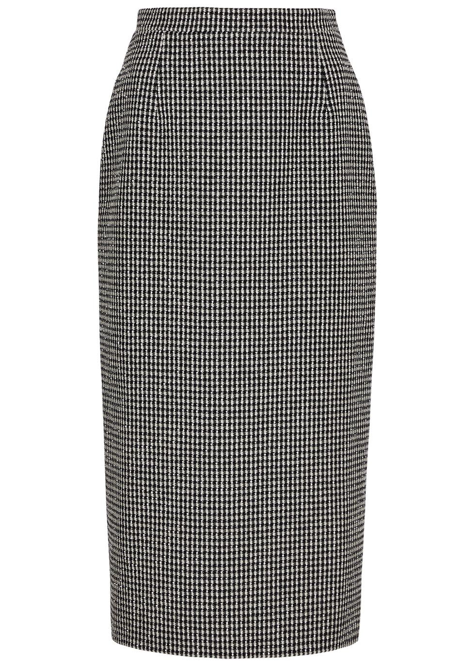 Alessandra Rich Sequin-embellished Tweed Pencil Skirt in Grey | Lyst UK