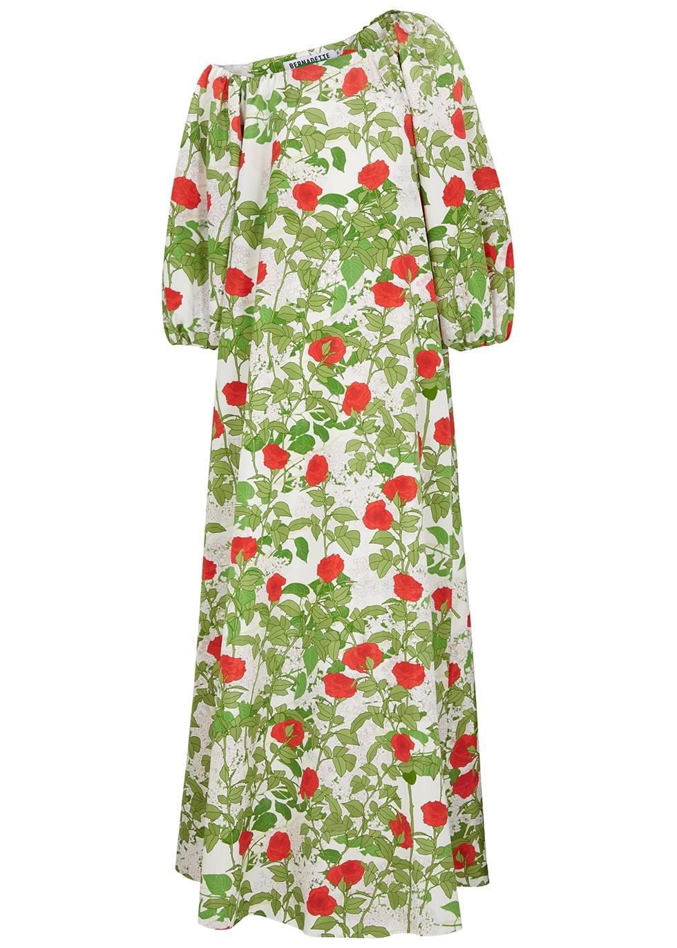 BERNADETTE Nathalie Floral-print Taffeta Gown in Green | Lyst UK
