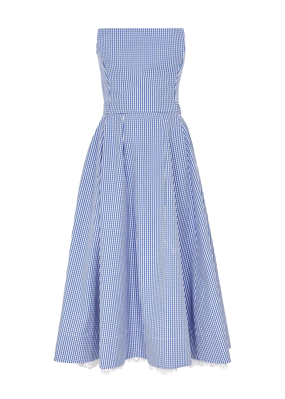 The Vampire's Wife The Good Witch Gingham Cotton Midi Dress in Blue | Lyst