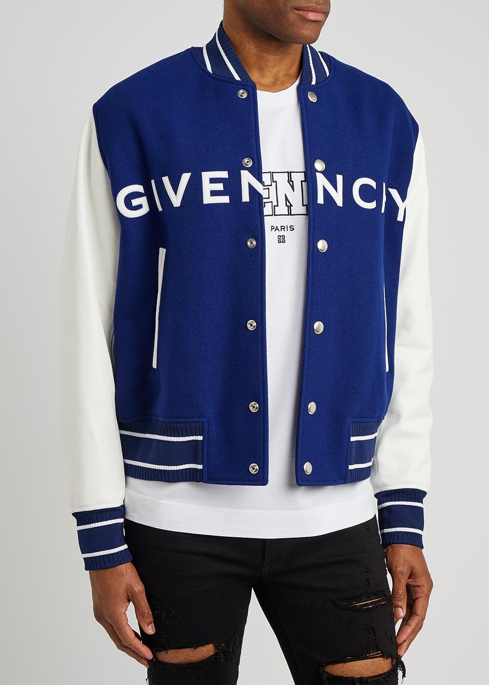 Givenchy Blue Logo Wool-blend Varsity Jacket for Men | Lyst