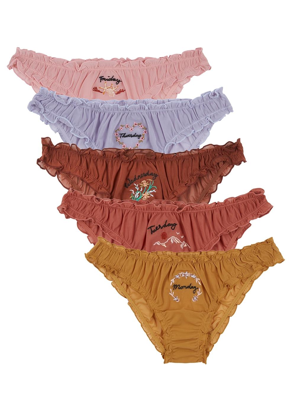 Love Stories Lola Weekday Stretch-tulle Briefs - Set Of Five | Lyst