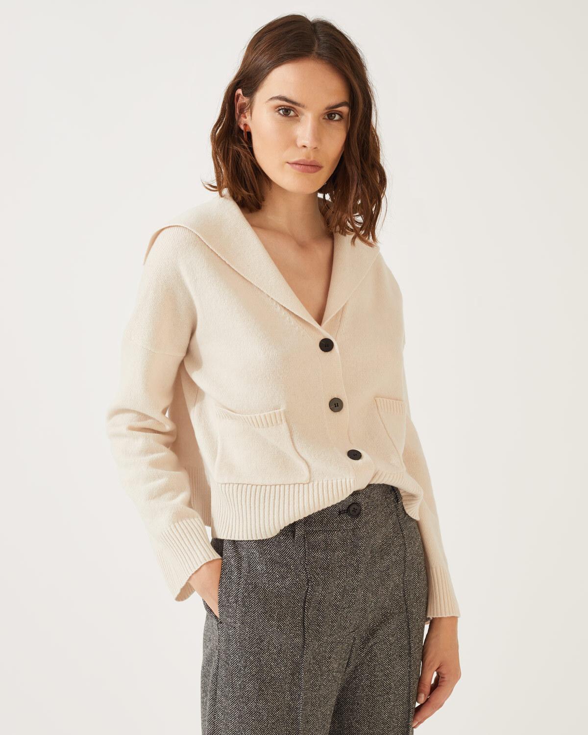 Jigsaw Sailor Collar Slouchy Cardigan in Natural Lyst UK