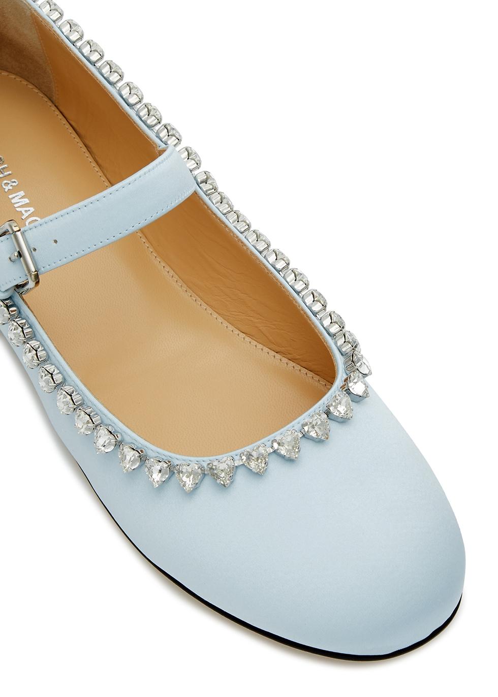 Mach Mach Audrey Crystal embellished Satin Ballet Flats in Blue