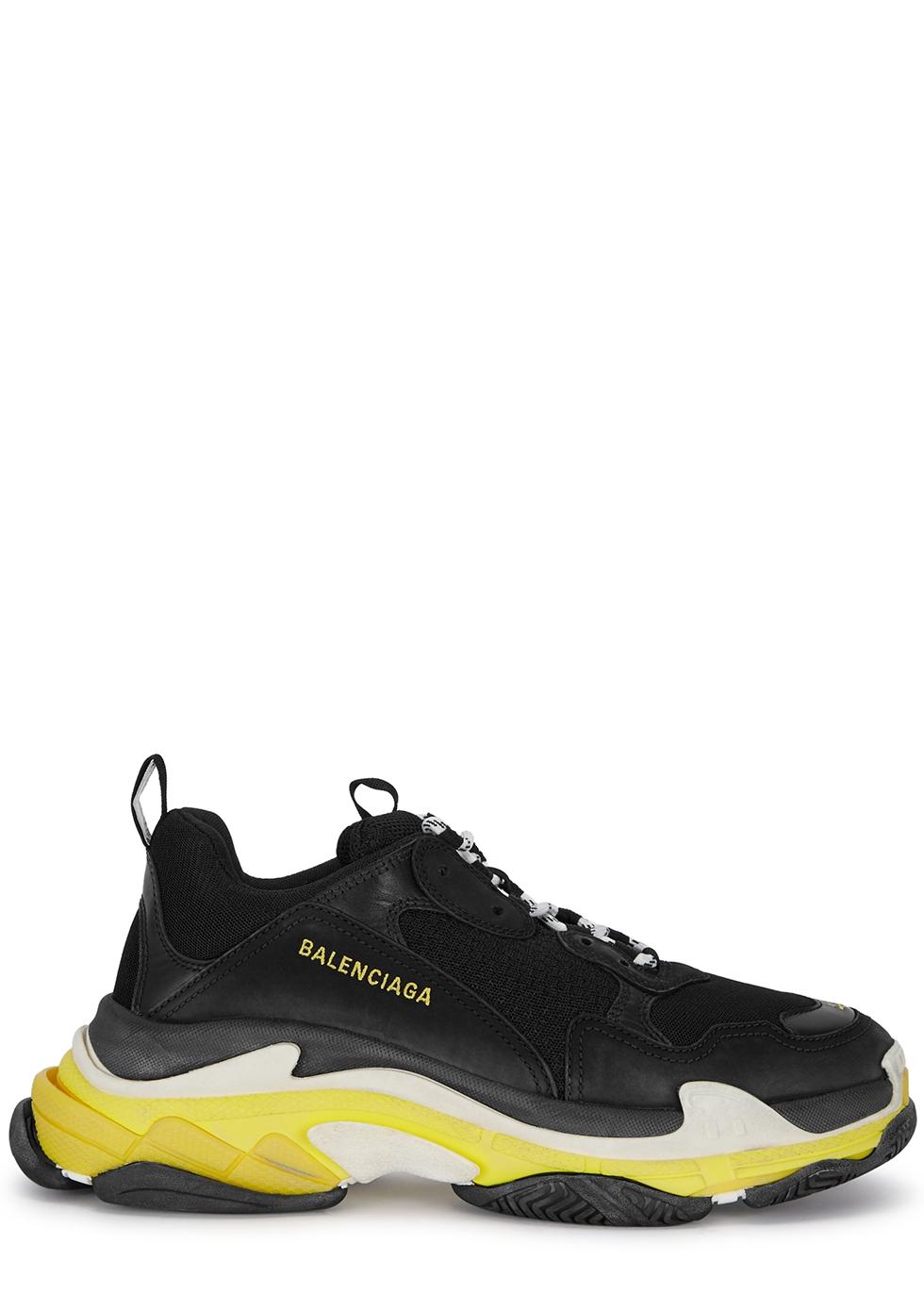 Balenciaga Triple S Black And Yellow Mesh Sneakers for Men | Lyst UK