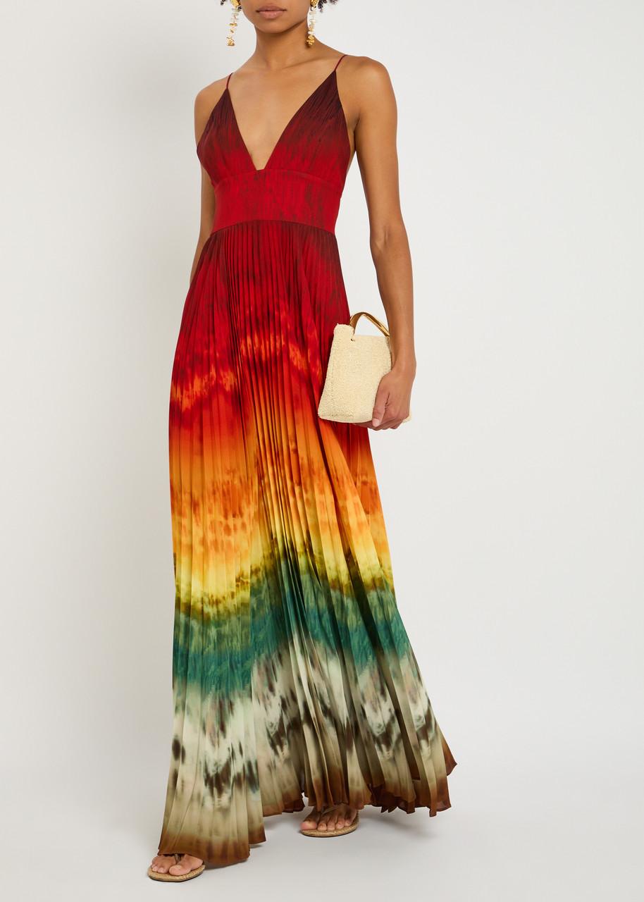 alice and olivia haven pleated printed chiffon maxi dress Alice + Olivia Haven Flared Maxi Dress, Size 10