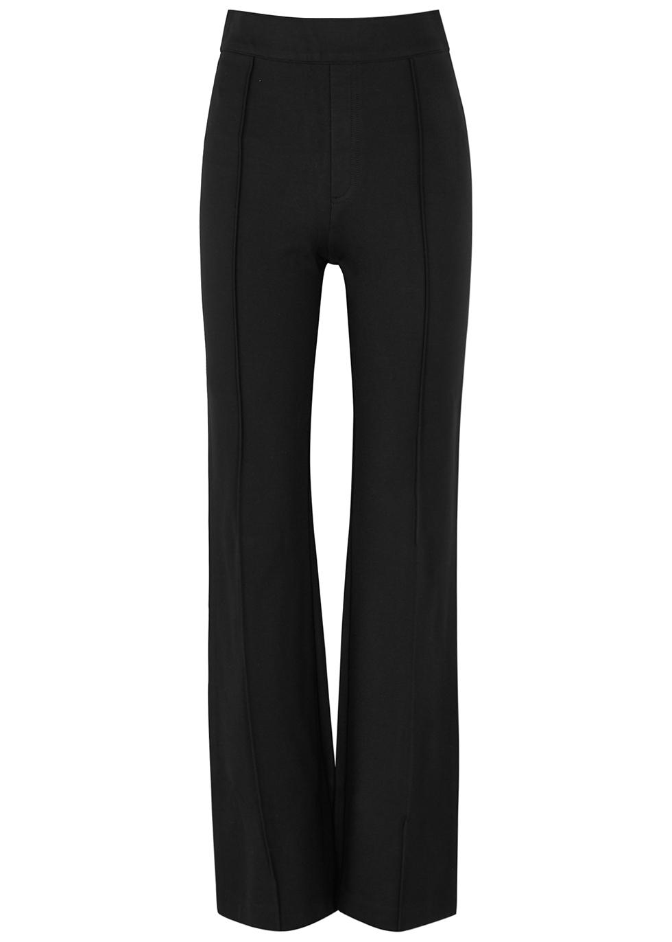 Spanx Synthetic Black Stretch-jersey Flared-leg Trousers - Lyst