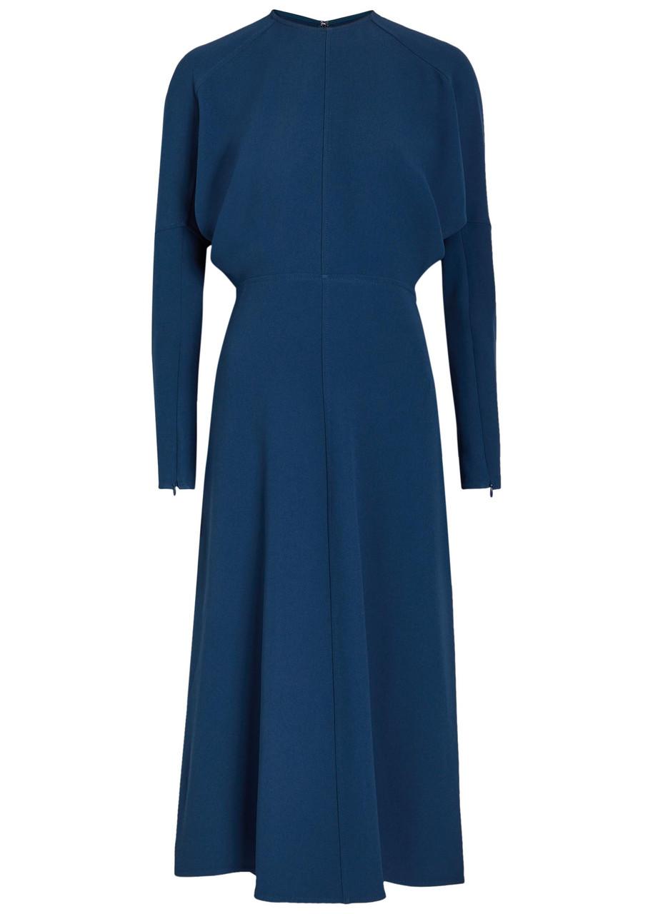 victoria beckham high neck pleated belted midi dress Victoria Beckham High-Neck Pleated Midi Dress In Green - 40% Off