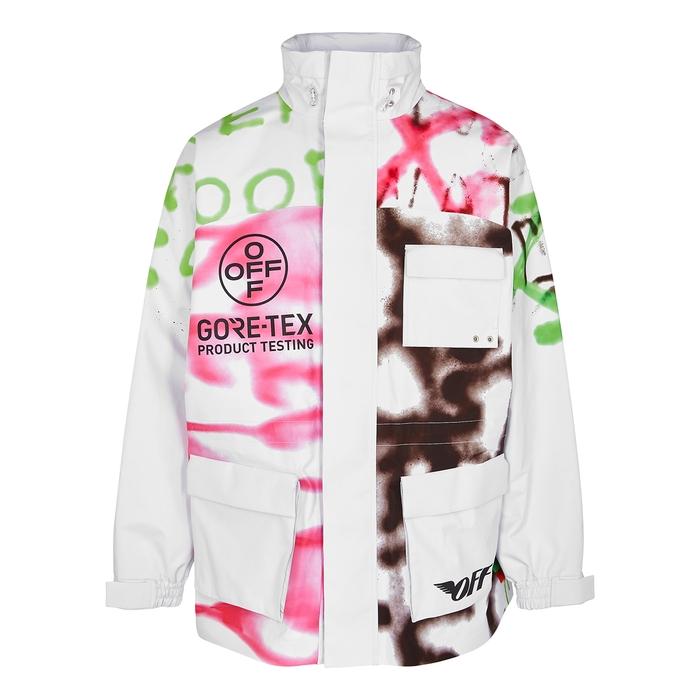 OffWhite c/o Virgil Abloh Graffitiprint Goretex Jacket in White for