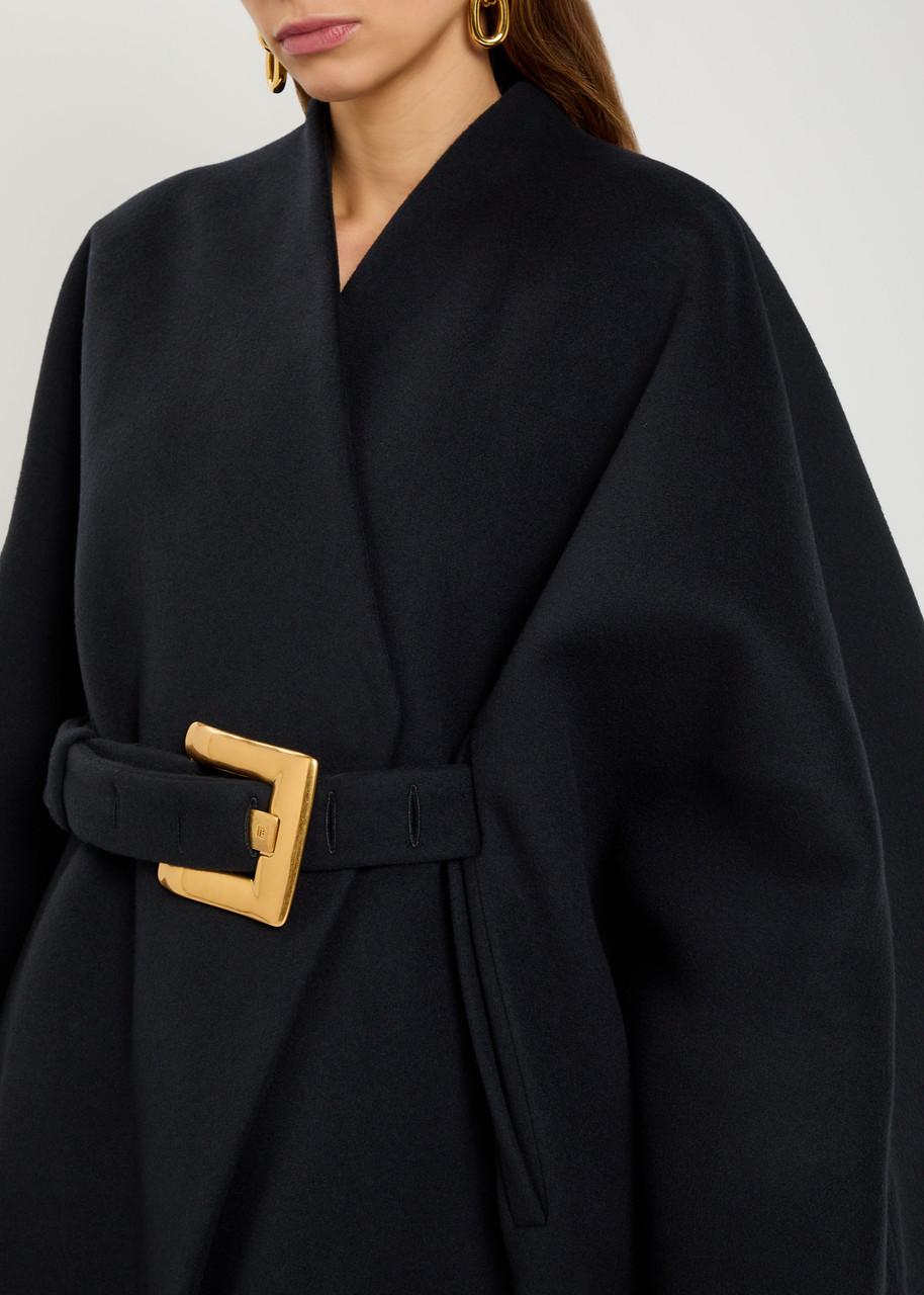 Balmain Belted Wool And Cashmere-Blend Wrap Coat in Blue Lyst UK