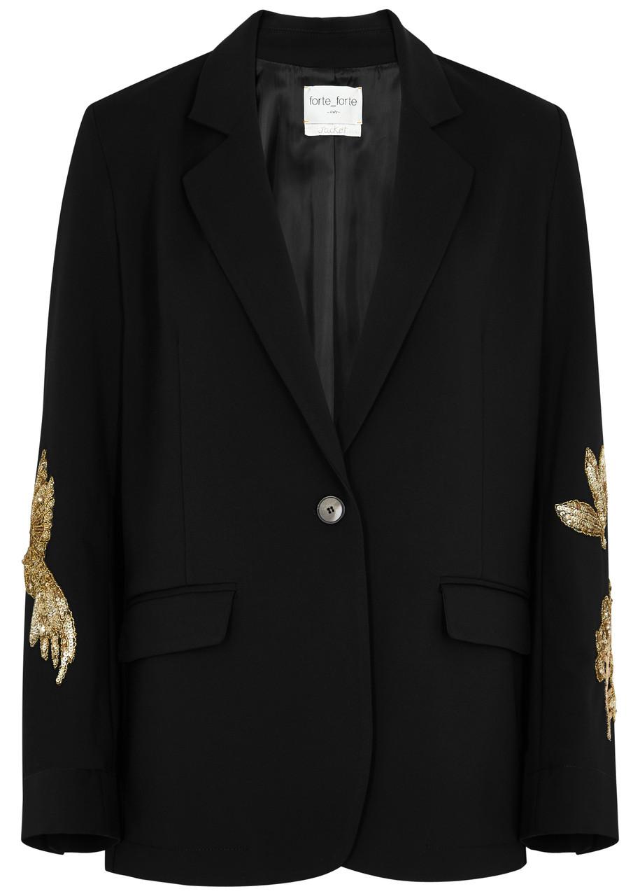 Cinq A Sept crystal-embellished velvet blazer - Black