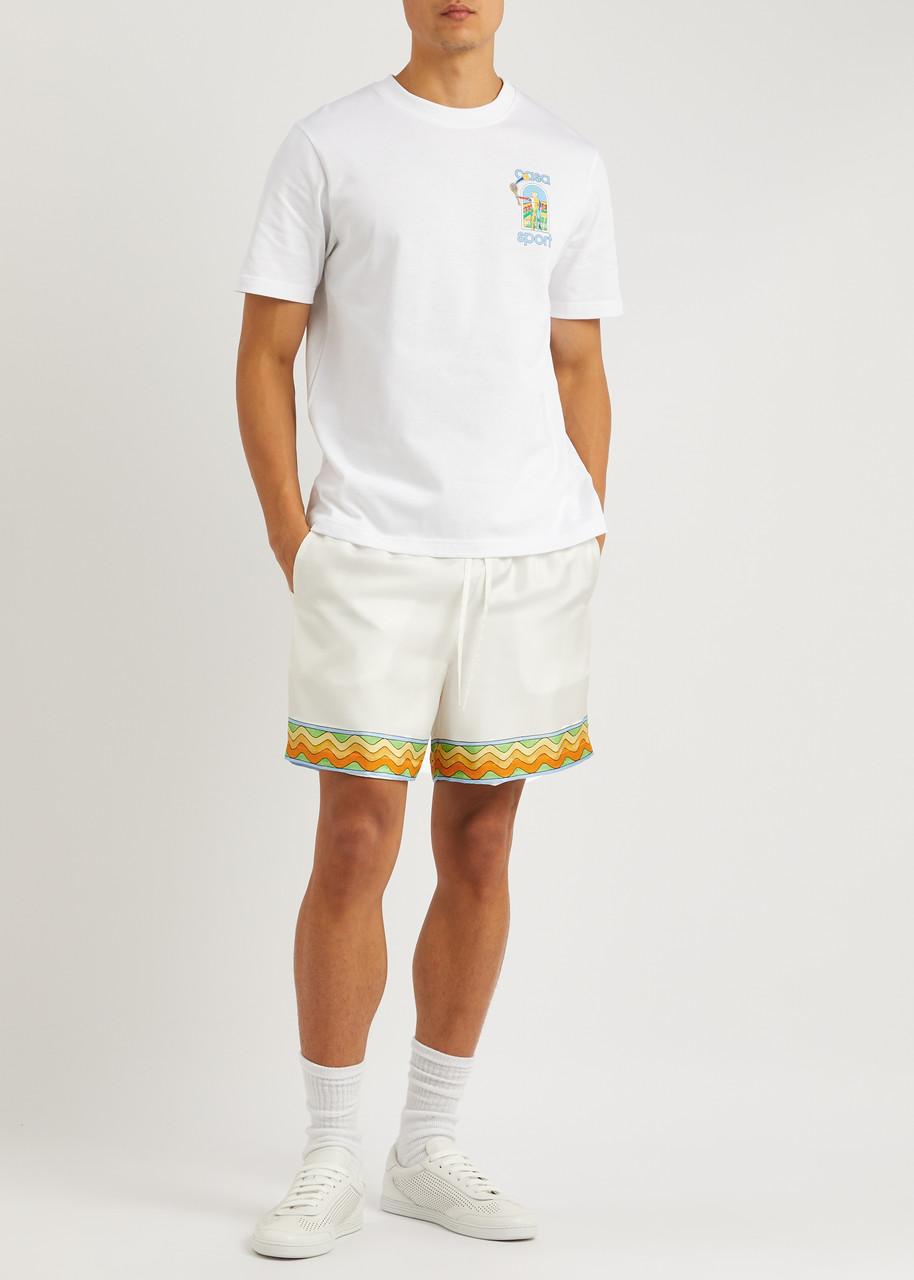 Casablanca Rainbow Monogram-print silk shorts - Pink