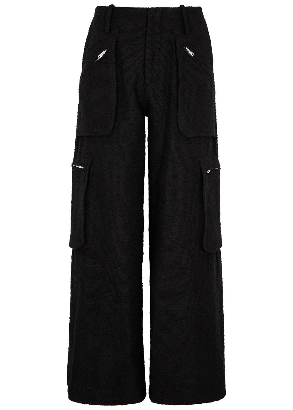Amiri Bouclé Cotton-blend Cargo Trousers in Black | Lyst