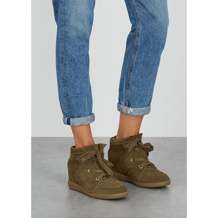 Isabel Marant Bobby 90 Taupe Suede Wedge Sneakers - Lyst