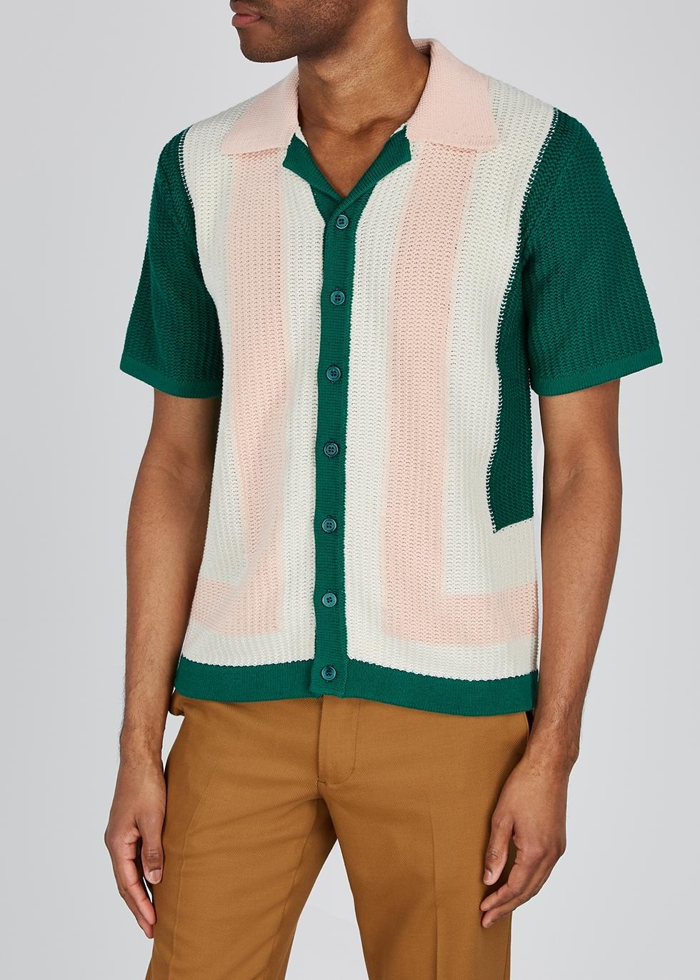 オンラインストア特売 Casablanca BRAID STRIPED SHIRT ニットシャツ 