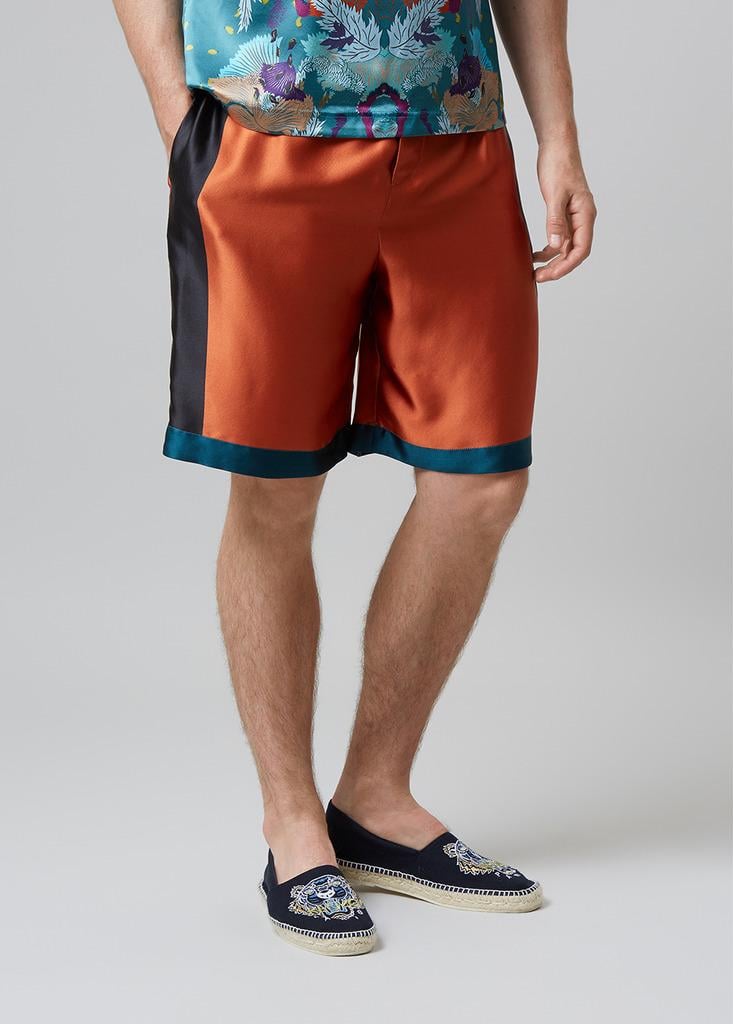 Meng Men S Orange Printed Long Silk Satin Shorts for Men | Lyst