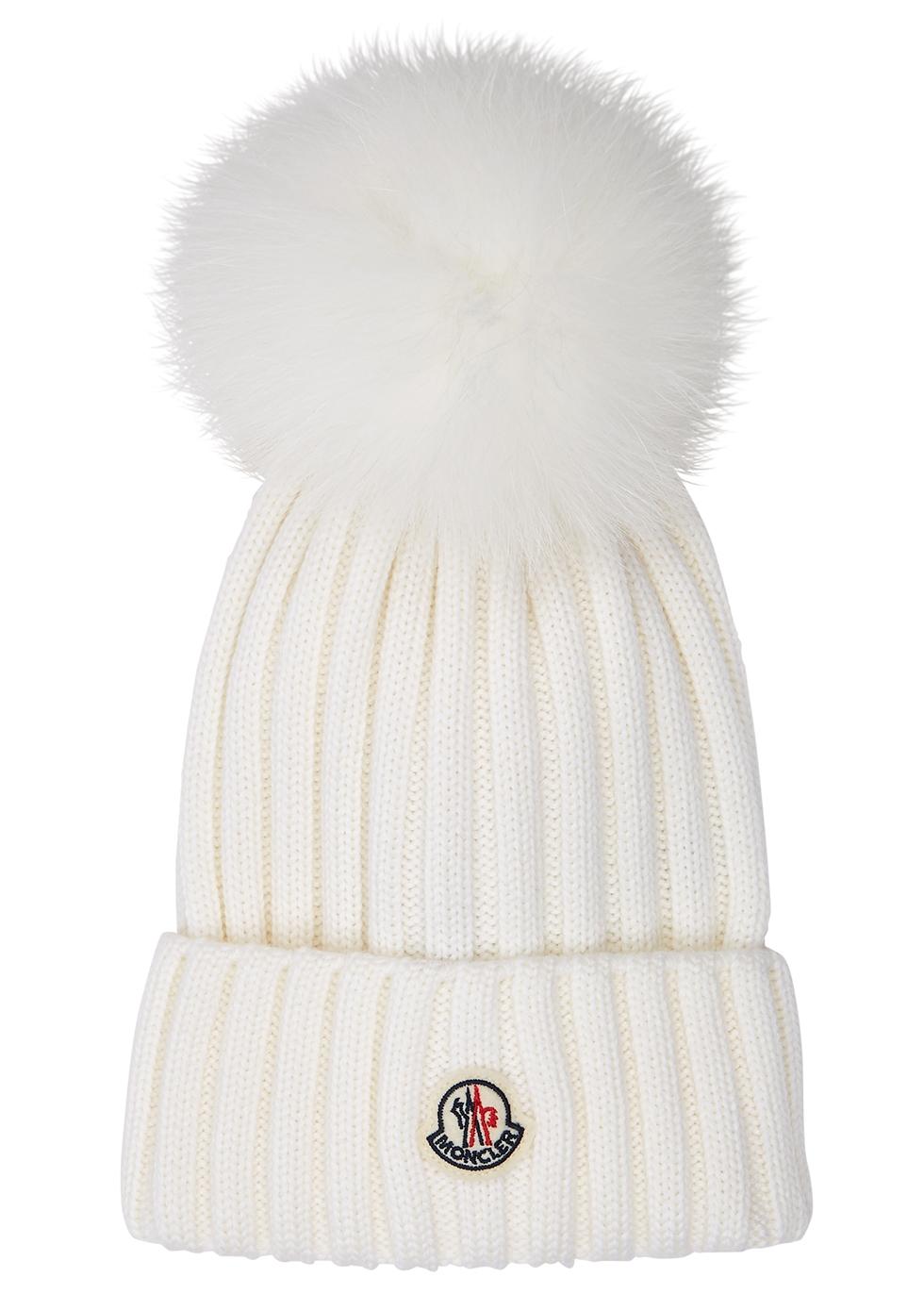 Moncler Pompom Hat in White | Lyst