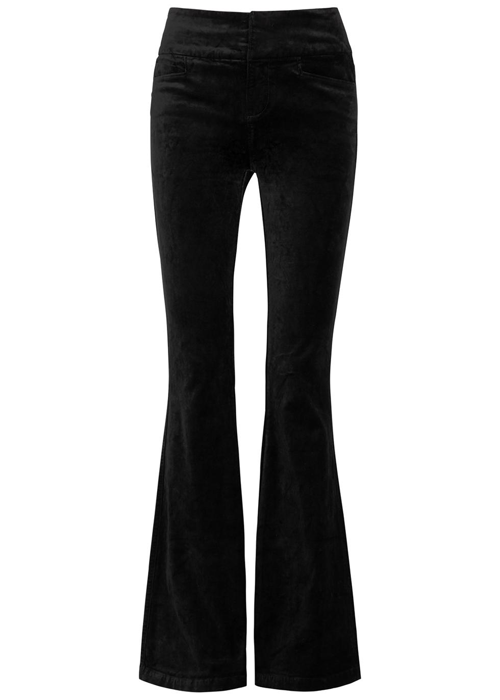 PAIGE Lou Lou Flared Velvet Jeans in Black | Lyst