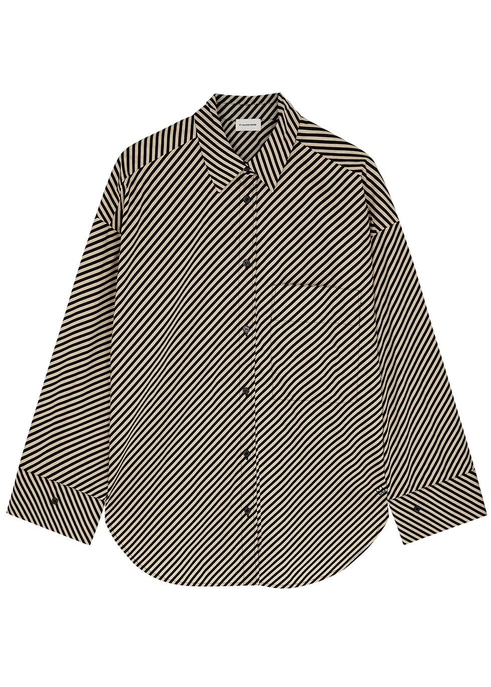 By Malene Birger Derris Striped Cotton-poplin Shirt in Gray | Lyst